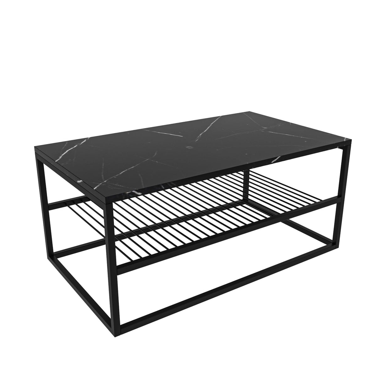 Masuta de cafea Melike, Stejar - Alb - Negru, 95 x 43 x 55 cm - Negru, SKU 854KLN4304
