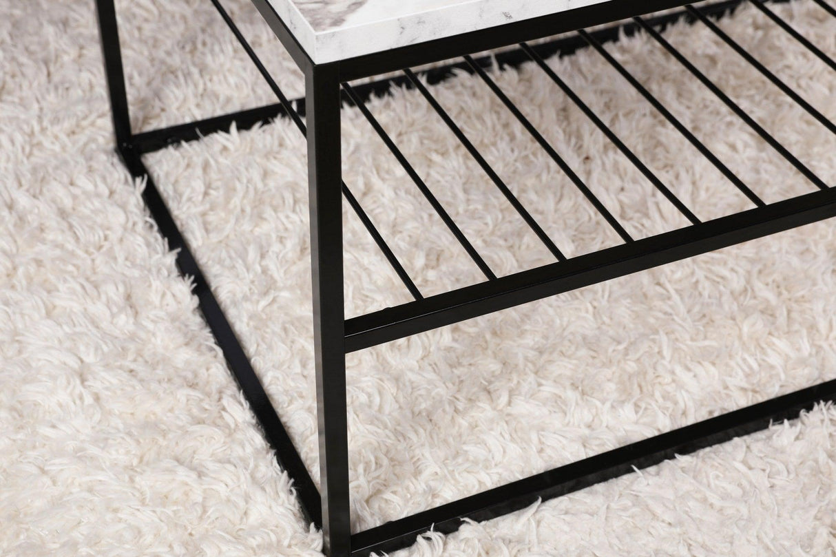 Masuta de cafea Melike, Stejar - Alb - Negru, 95 x 43 x 55 cm - Alb, SKU 854KLN4304