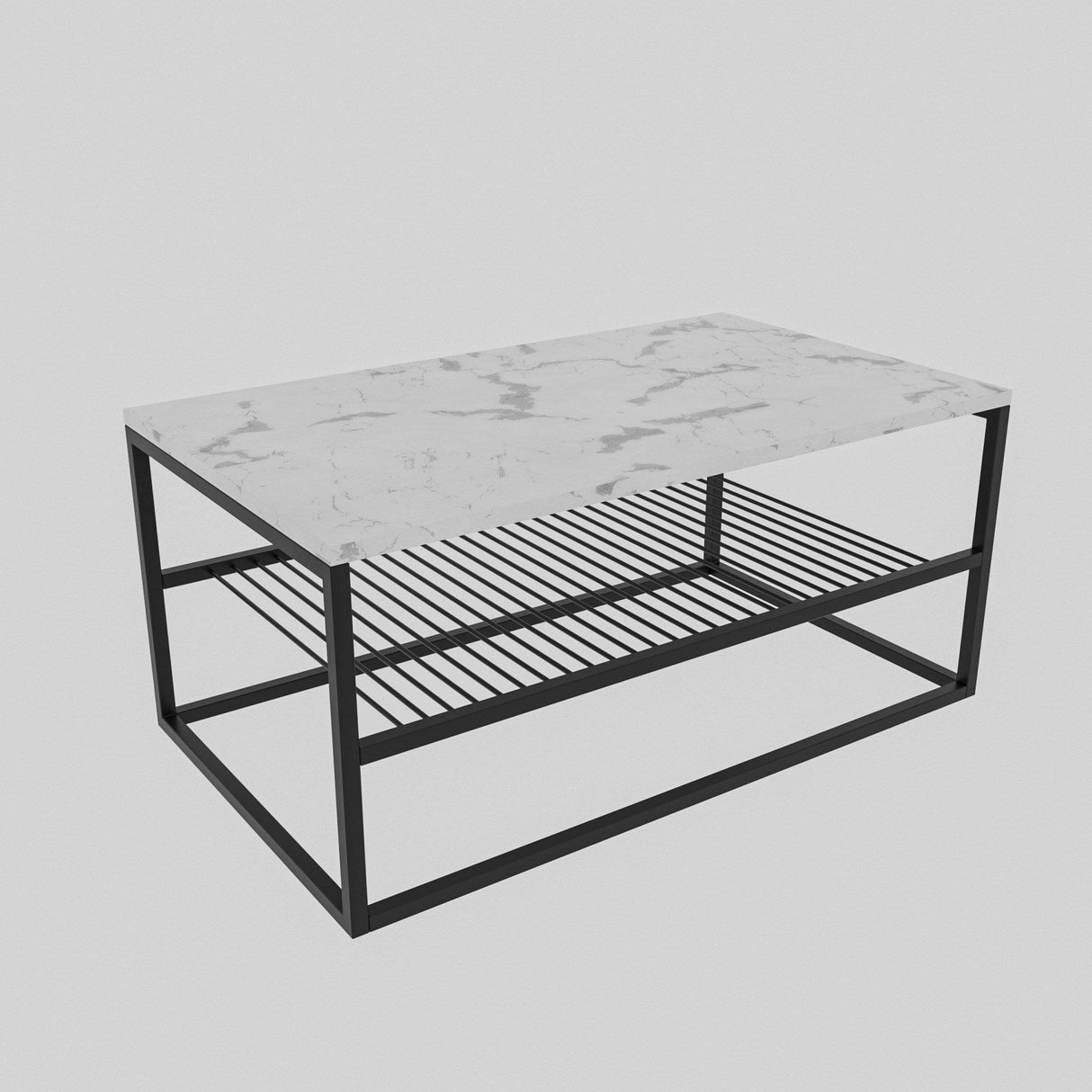 Masuta de cafea Melike, Stejar - Alb - Negru, 95 x 43 x 55 cm - Alb, SKU 854KLN4304