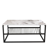 Masuta de cafea Melike, Stejar - Alb - Negru, 95 x 43 x 55 cm - Alb, SKU 854KLN4304