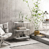Masuta Cafea Lateral Lazandos, Alb - Gri - Stejar, 46x30x76 cm - Alb, SKU 854KLN4319