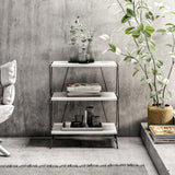 Masuta Cafea Lateral Lazandos, Alb - Gri - Stejar, 46x30x76 cm - Alb, SKU 854KLN4319