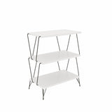 Masuta Cafea Lateral Lazandos, Alb - Gri - Stejar, 46x30x76 cm - Alb, SKU 854KLN4319