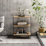 Masuta Cafea Lateral Lazandos, Alb - Gri - Stejar, 46x30x76 cm - Stejar, SKU 854KLN4319