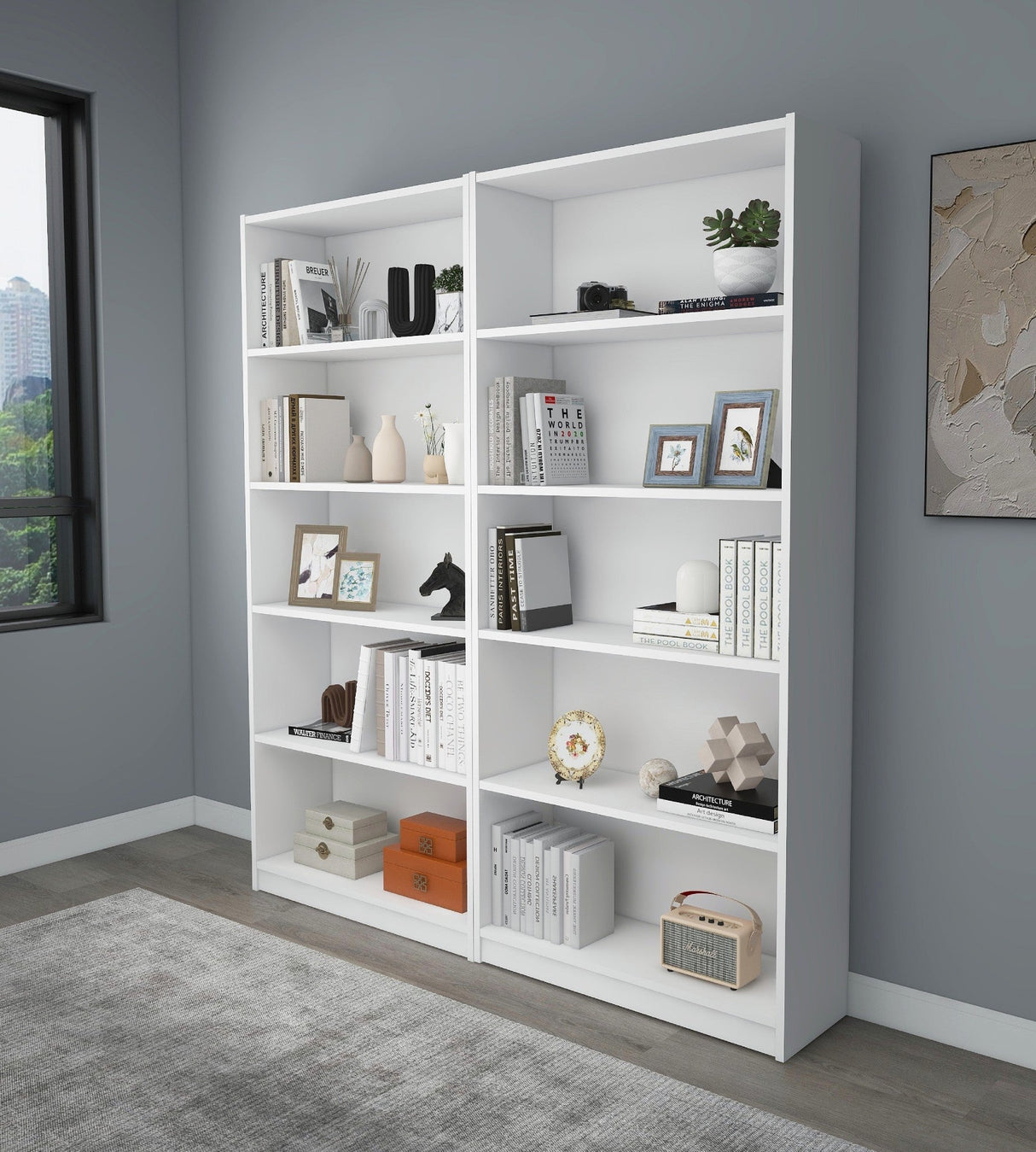 Bibliotecă Bigs, Diverse culori, 160x28x180 cm - Alb | SKU: 854KLN4705 | Bibliotecă Bigs, 160x28x180 cm, varianta Alb, produs pentru amenajarea locuinței, disponibil online în România la CasaMob