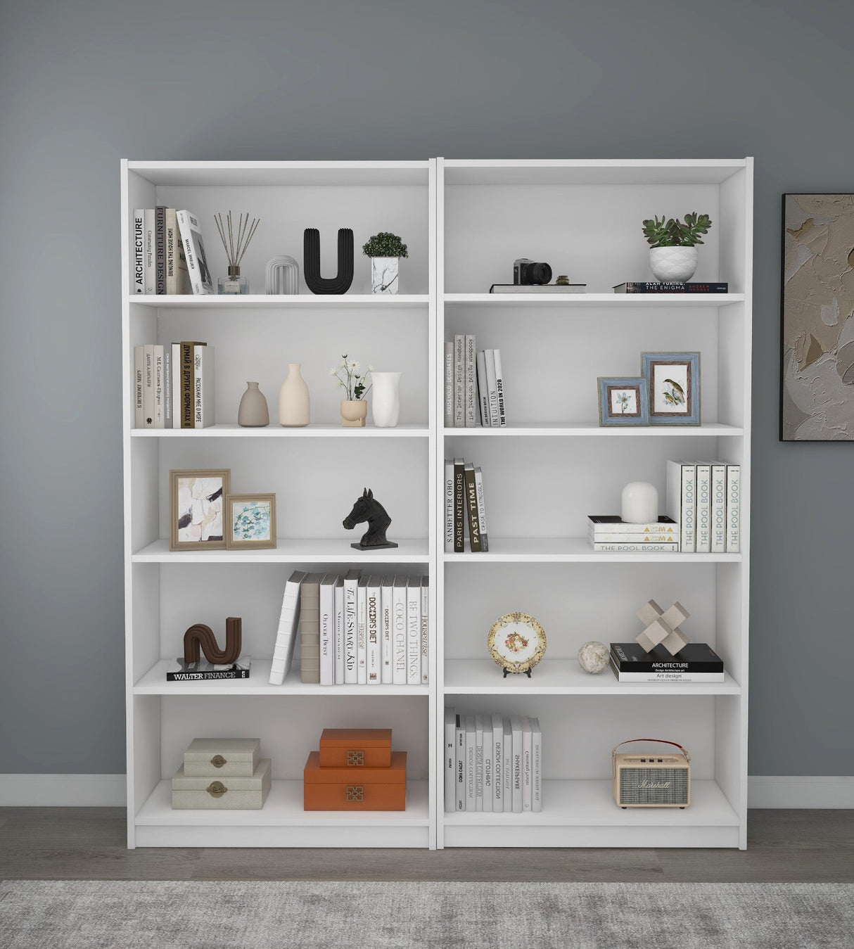 Bibliotecă Bigs, Diverse culori, 160x28x180 cm - Alb | SKU: 854KLN4705 | Bibliotecă Bigs, 160x28x180 cm, varianta Alb, produs pentru amenajarea locuinței, disponibil online în România la CasaMob
