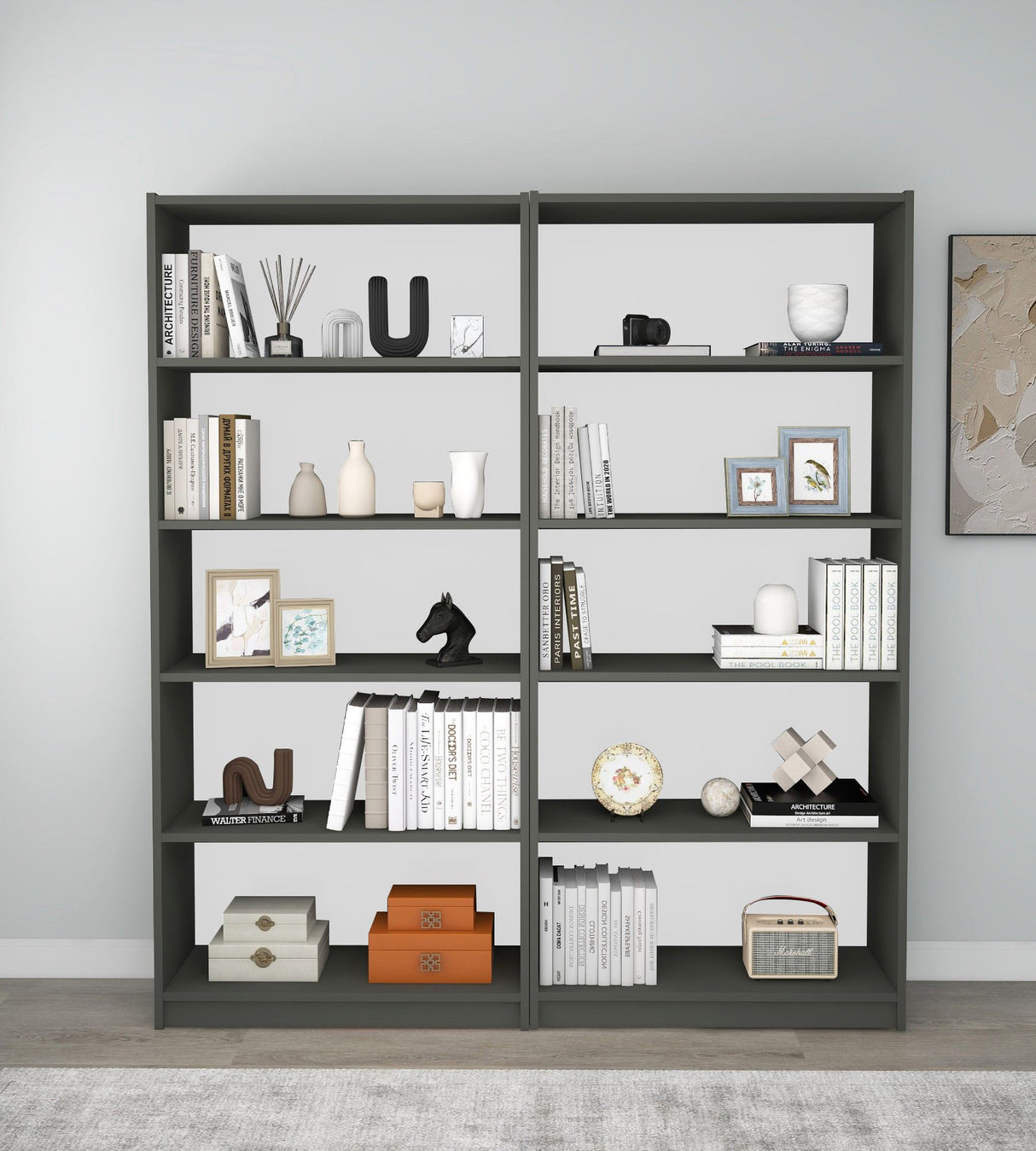 Bibliotecă Bigs, Diverse culori, 160x28x180 cm - Gri închis | SKU: 854KLN4707 | Bibliotecă Bigs, 160x28x180 cm, varianta Gri închis, produs pentru amenajarea locuinței, disponibil online în România la CasaMob