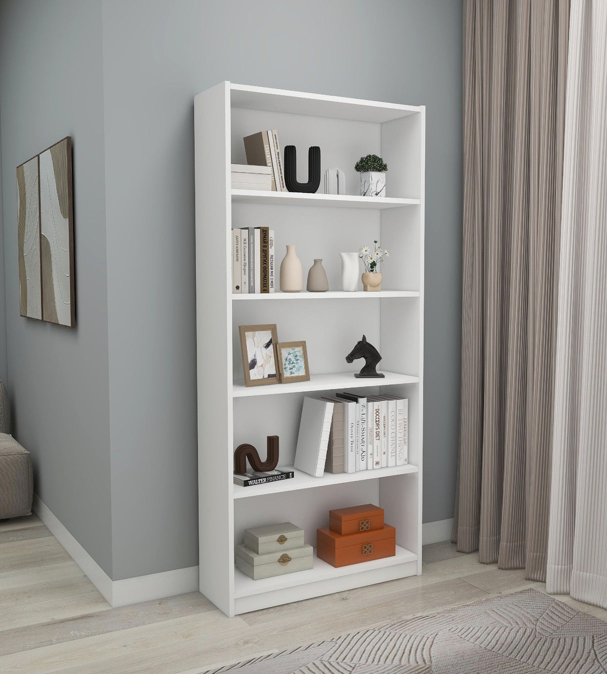 Bibliotecă Manolya, Diverse culori, 80x28x180 cm - Alb | SKU: 854KLN4713 | Bibliotecă Manolya, 80x28x180 cm, varianta Alb, produs pentru amenajarea locuinței, disponibil online în România la CasaMob