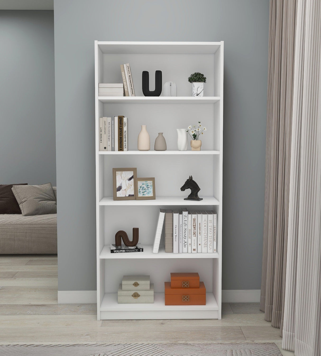 Bibliotecă Manolya, Diverse culori, 80x28x180 cm - Alb | SKU: 854KLN4713 | Bibliotecă Manolya, 80x28x180 cm, varianta Alb, produs pentru amenajarea locuinței, disponibil online în România la CasaMob