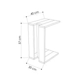 Masuta de Cafea Lateral profesor C shape, Alb, 40 x 57 x 30 cm