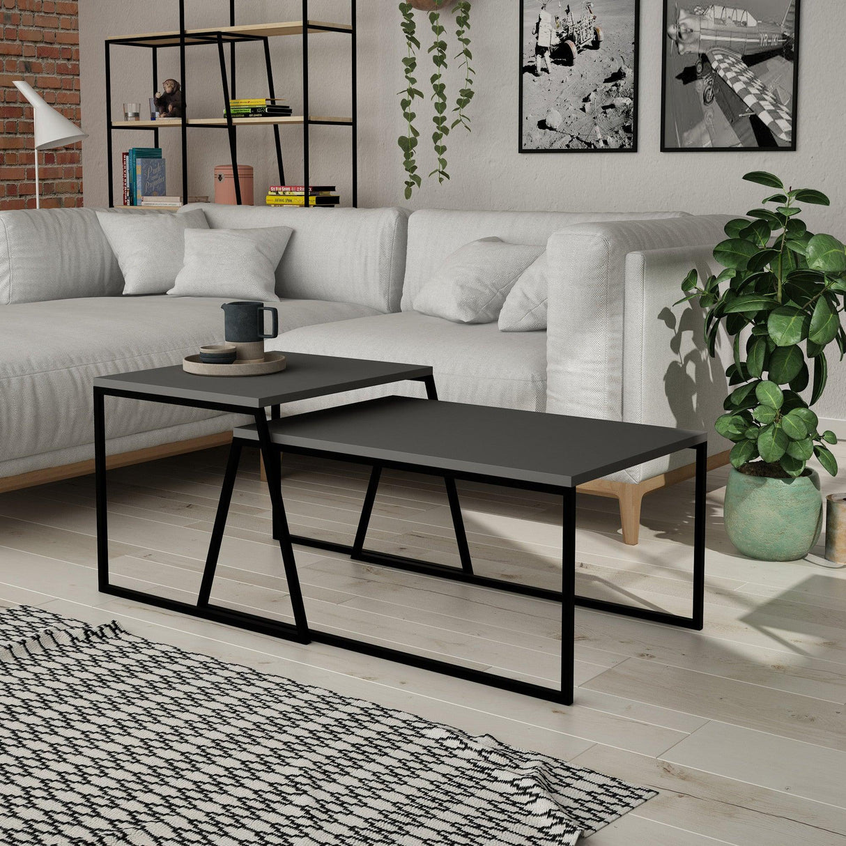 Măsuță de cafea Pal Orta Sehpa, Diverse culori, 88x50x38 cm - Antracit - Negru | SKU: 855DTE2914 | Măsuță de cafea Pal Orta Sehpa, 88x50x38 cm, varianta Antracit - Negru, produs pentru amenajarea locuinței, disponibil online în România la CasaMob