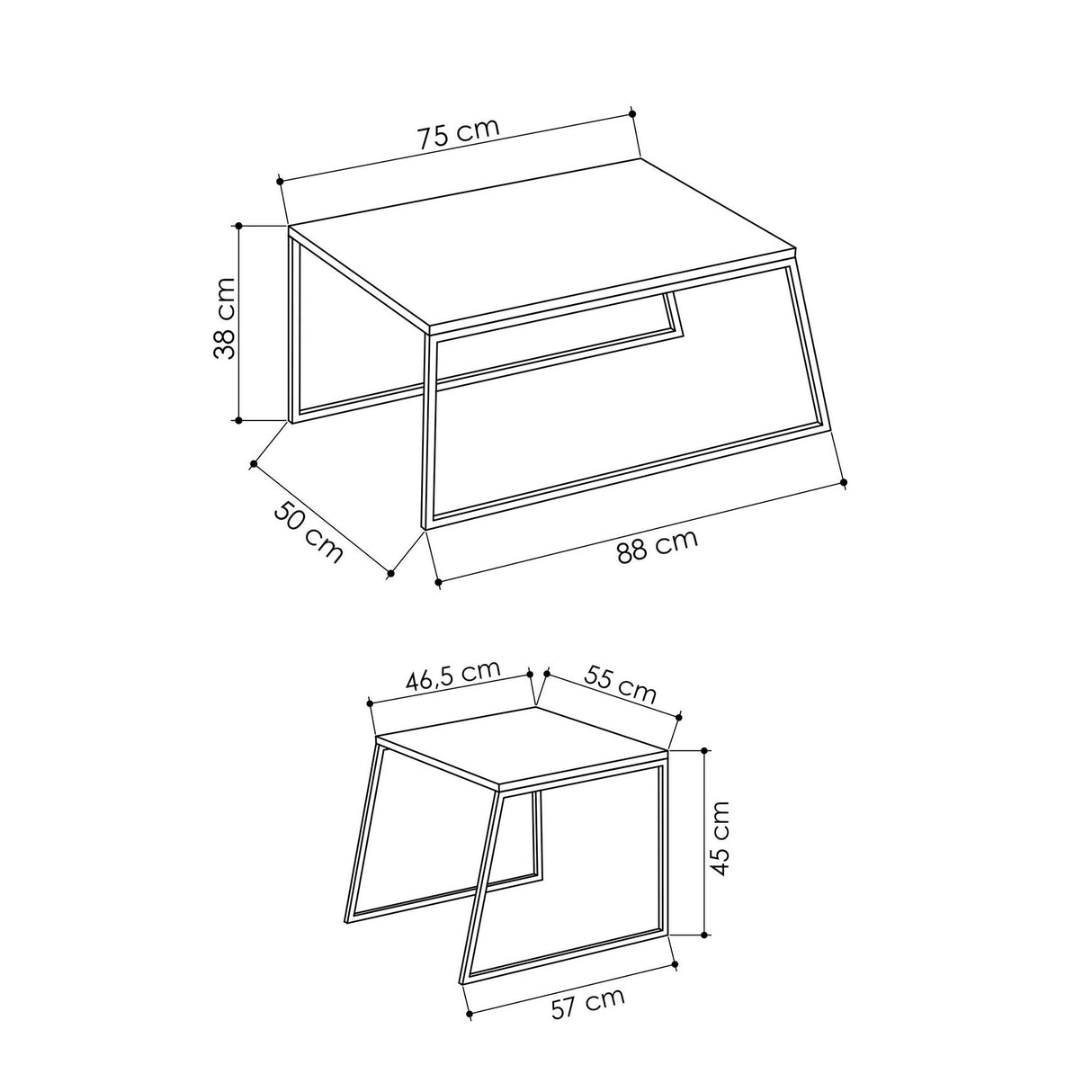Măsuță de cafea Pal Orta Sehpa, Diverse culori, 88x50x38 cm - Stejar - Negru | SKU: 855DTE2917 | Măsuță de cafea Pal Orta Sehpa, 88x50x38 cm, varianta Stejar - Negru, produs pentru amenajarea locuinței, disponibil online în România la CasaMob