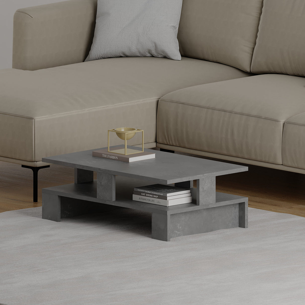 Măsuță de cafea Manus - Retro Grey, Gri, 80x50x28 cm
