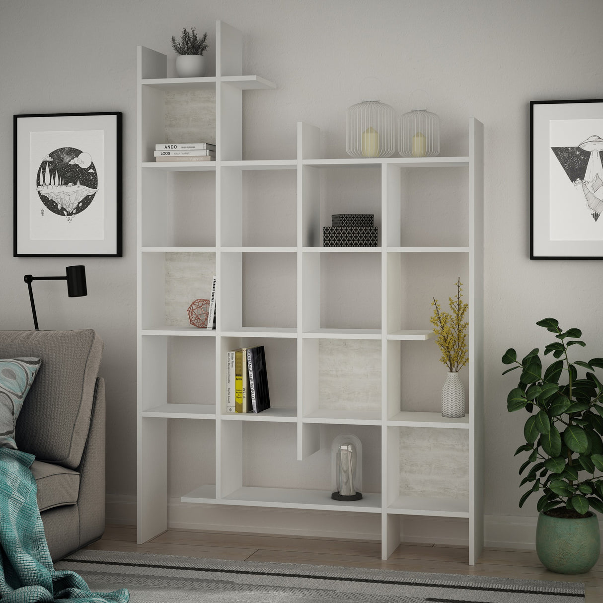 Bibliotecă Manco, Diverse culori, 122x26x188 cm - Alb | SKU: 855DTE3693 | Bibliotecă Manco, 122x26x188 cm, varianta Alb, produs pentru amenajarea locuinței, disponibil online în România la CasaMob
