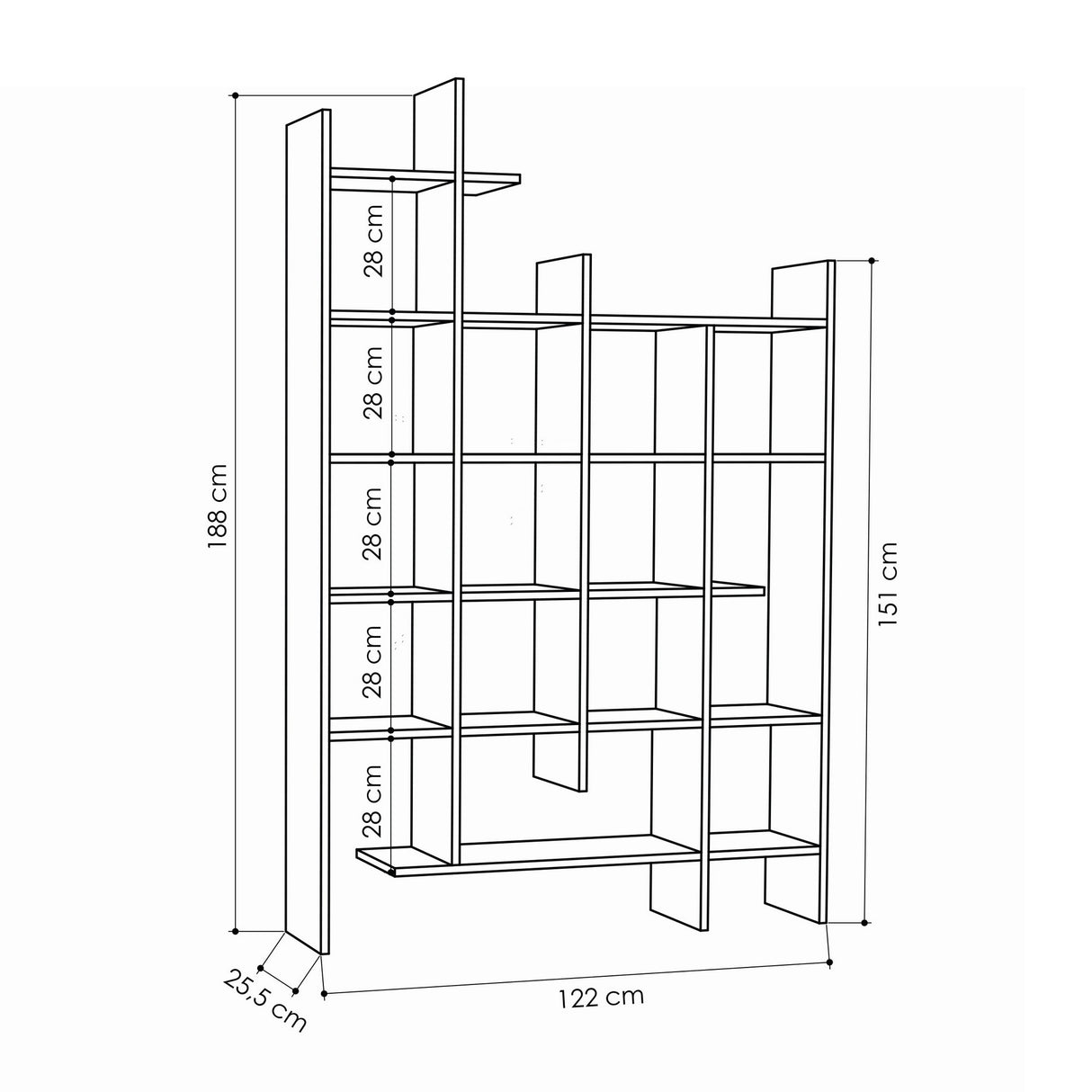 Bibliotecă Manco, Diverse culori, 122x26x188 cm - Alb | SKU: 855DTE3693 | Bibliotecă Manco, 122x26x188 cm, varianta Alb, produs pentru amenajarea locuinței, disponibil online în România la CasaMob