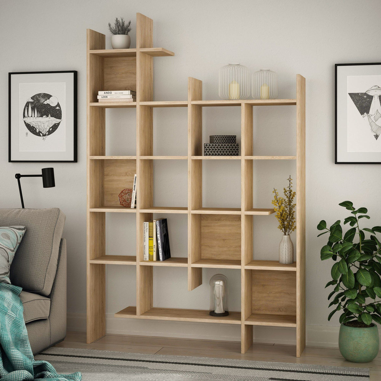 Bibliotecă Manco, Diverse culori, 122x26x188 cm - Stejar | SKU: 855DTE3695 | Bibliotecă Manco, 122x26x188 cm, varianta Stejar, produs pentru amenajarea locuinței, disponibil online în România la CasaMob