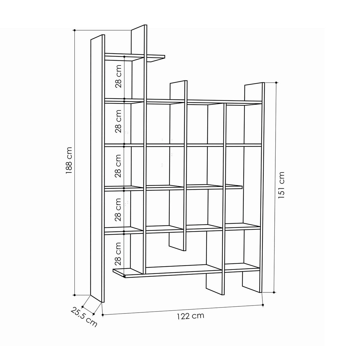 Bibliotecă Manco, Diverse culori, 122x26x188 cm - Moca deschis | SKU: 855DTE3696 | Bibliotecă Manco, 122x26x188 cm, varianta Moca deschis, produs pentru amenajarea locuinței, disponibil online în România la CasaMob