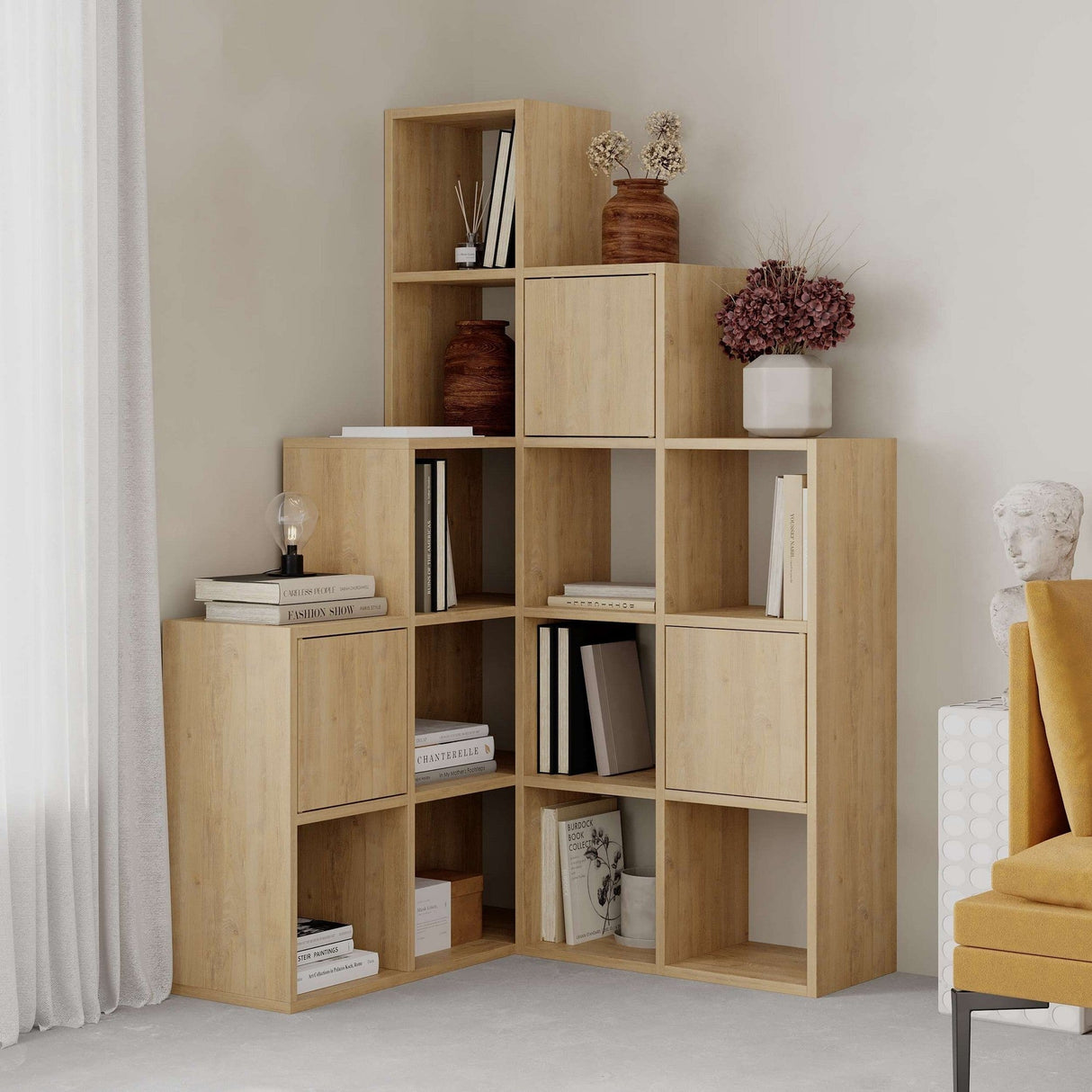 Bibliotecă Paleo, Diverse culori, 151x28x151 cm - Sapphire - Stejar | SKU: 855DTE3783 | Bibliotecă Paleo, 151x28x151 cm, varianta Sapphire - Stejar, produs pentru amenajarea locuinței, disponibil online în România la CasaMob