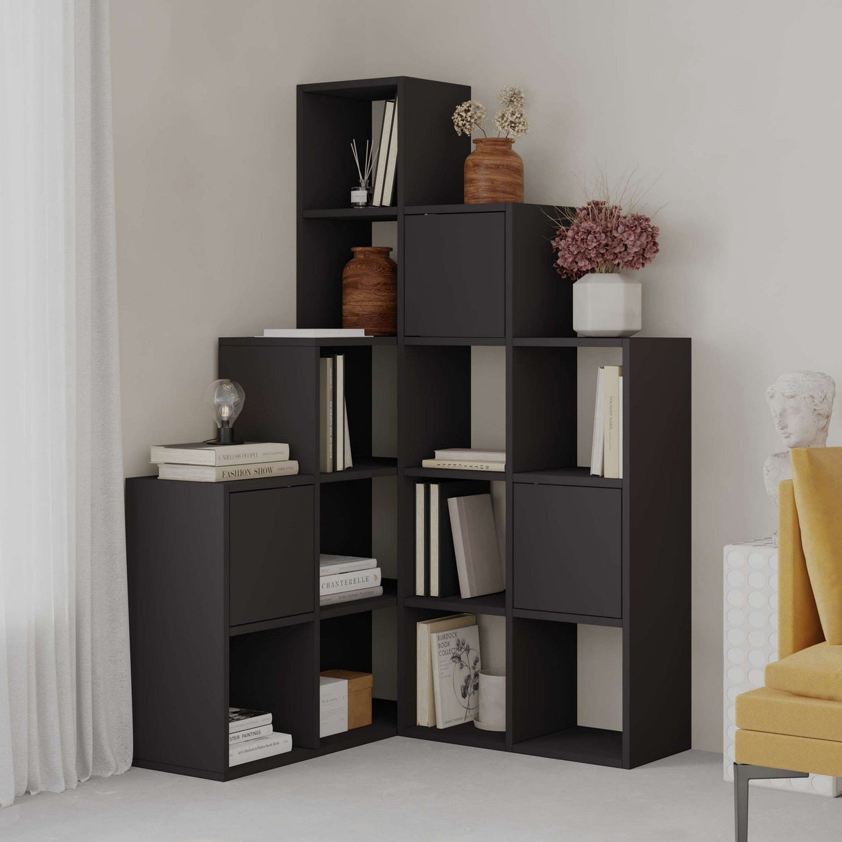 Bibliotecă Paleo, Diverse culori, 151x28x151 cm - Negru | SKU: 855DTE3784 | Bibliotecă Paleo, 151x28x151 cm, varianta Negru, produs pentru amenajarea locuinței, disponibil online în România la CasaMob