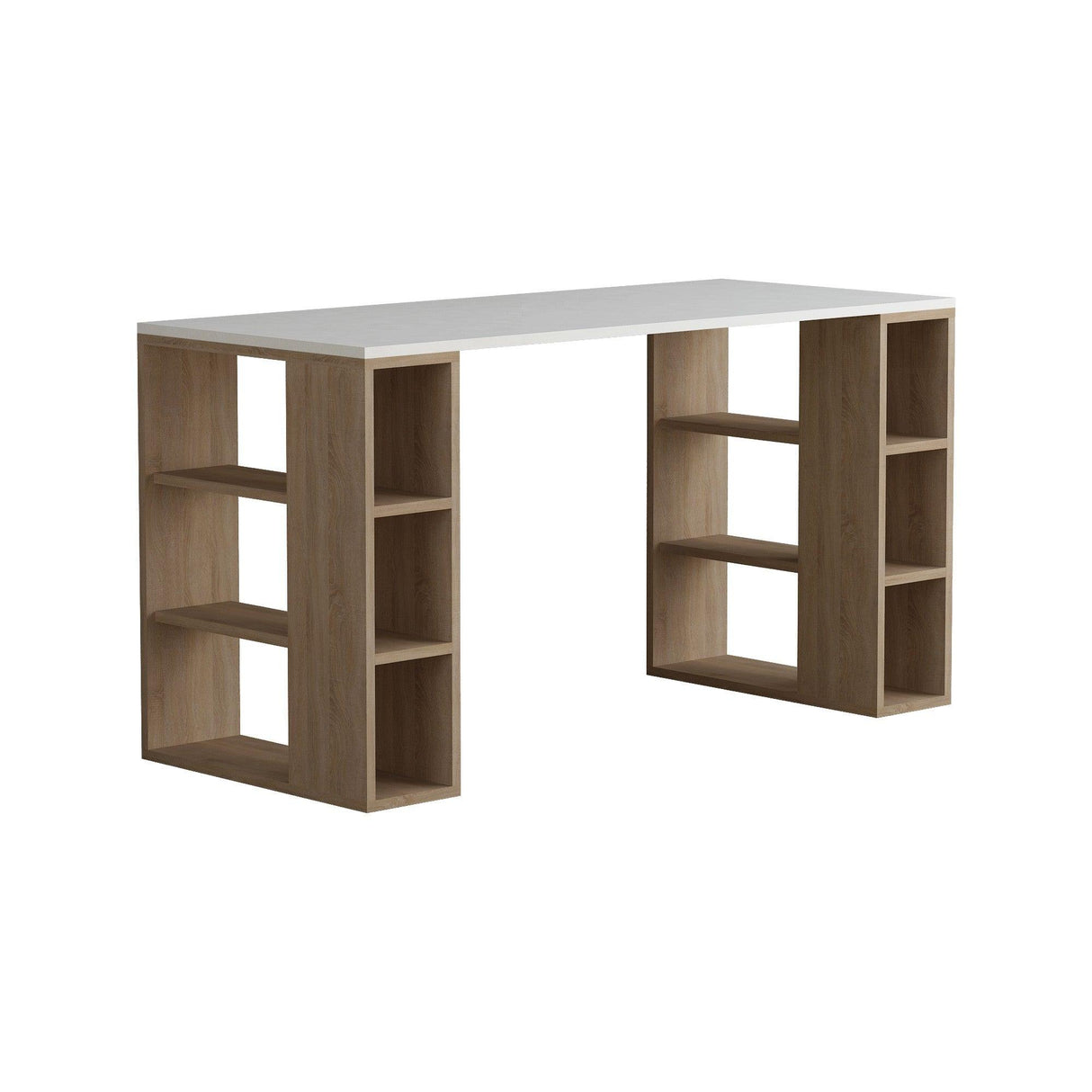 Birou Colmar, Diverse culori, 140x60x75 cm - Alb - Stejar | SKU: 855DTE3823 | Birou Colmar, 140x60x75 cm, varianta Alb - Stejar, produs pentru amenajarea locuinței, disponibil online în România la CasaMob