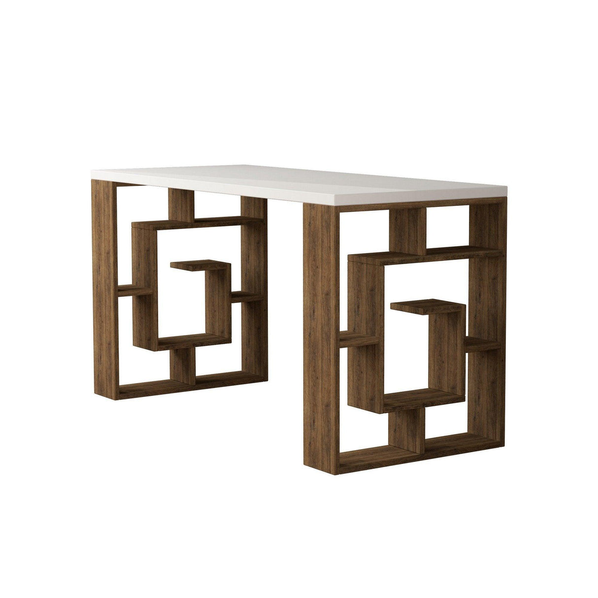 Birou Maze, cu rafturi, 140 x 75 x 60 cm - Maro, SKU 855DTE3833