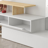 Cuier cu pantofar Alev cu 2 compartimenta, Alb Stejar, 137x35x54.5 cm