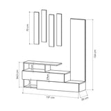 Cuier cu pantofar Alev cu 2 compartimenta, Alb Stejar, 137x35x54.5 cm