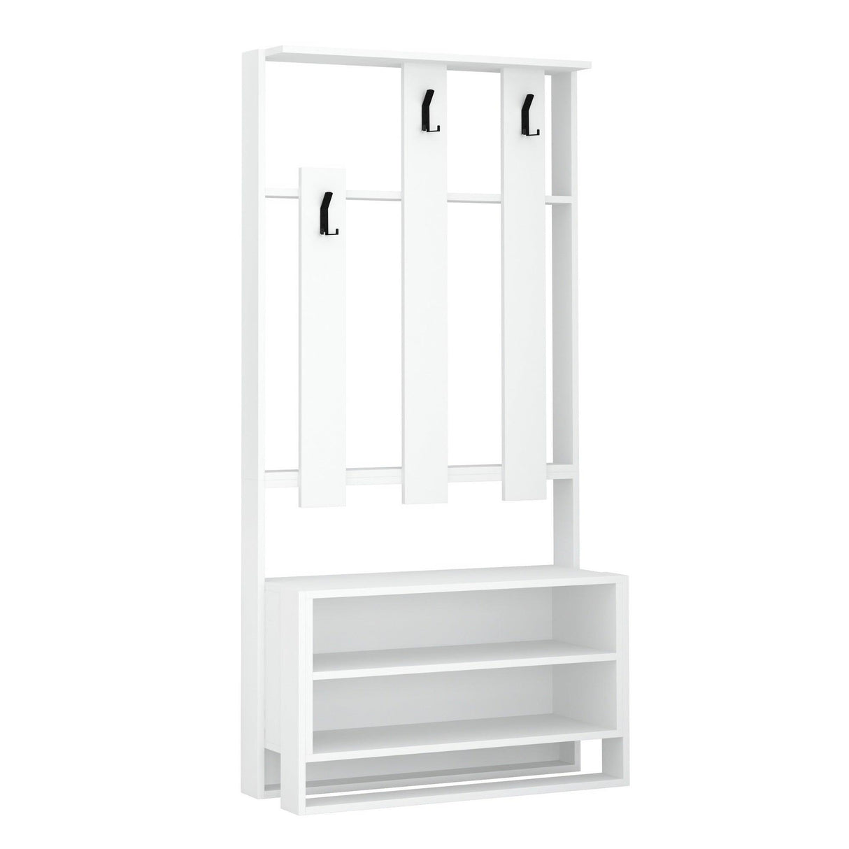 Cuier cu pantofar Chester cu rafturi, 90 x 180 x 36 cm - Alb, SKU 855DTE4015