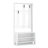 Cuier cu pantofar Chester cu rafturi, 90 x 180 x 36 cm - Alb, SKU 855DTE4015