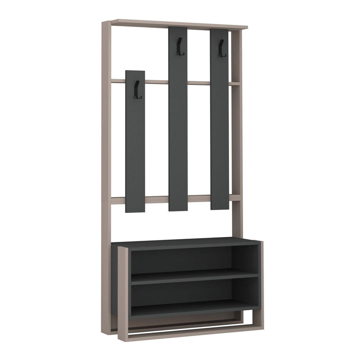 Cuier cu pantofar Chester cu rafturi, 90 x 180 x 36 cm - Antracit, SKU 855DTE4015