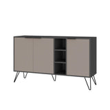 Consola Hakan cu 3 usi si rafturi, Gri, 142 x 83 x 36 cm - Crem, SKU 855DTE4211