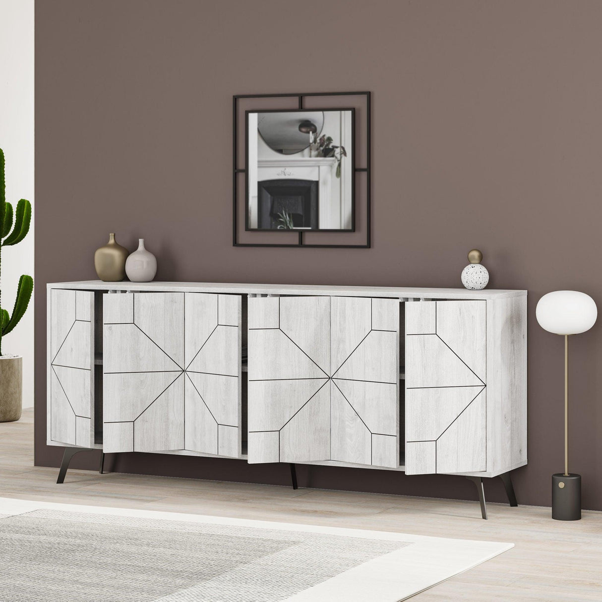 Consola Dune  Living cu 6 Usi 184 x 78 x 35 cm - Alb, SKU 855DTE4232