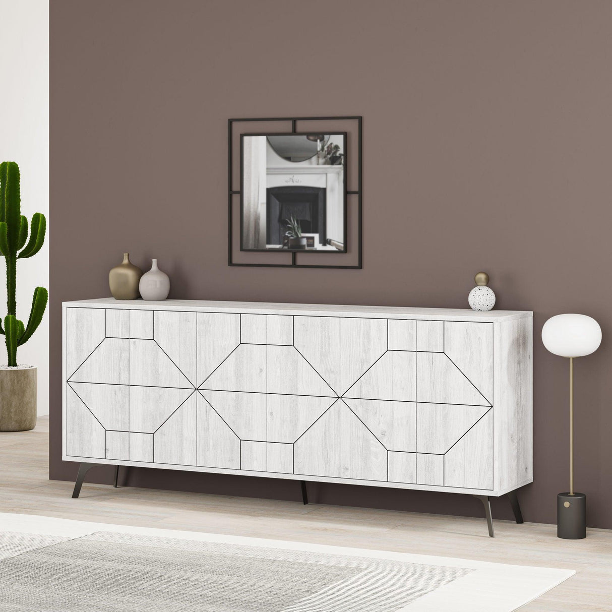 Consola Dune  Living cu 6 Usi 184 x 78 x 35 cm - Alb, SKU 855DTE4232