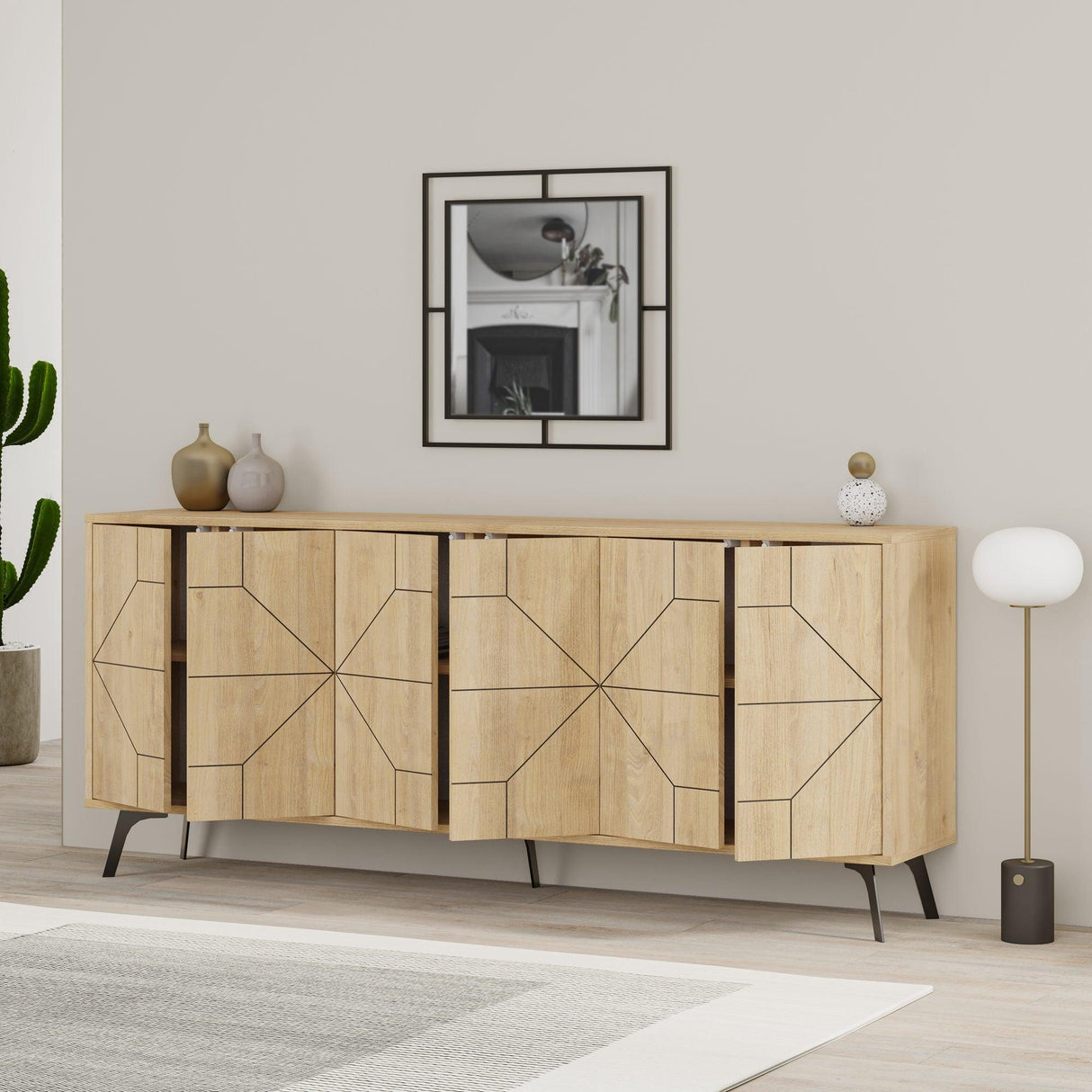 Consola Dune  Living cu 6 Usi 184 x 78 x 35 cm - Stejar, SKU 855DTE4232
