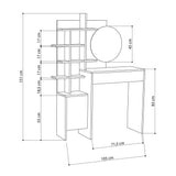Masa de toaleta  machiaj Amir, Alb / Stejar, 105 x 151 x 35 cm - Stejar, SKU 855DTE4301