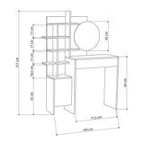 Masa de toaleta  machiaj Amir, Alb / Stejar, 105 x 151 x 35 cm - Alb, SKU 855DTE4301