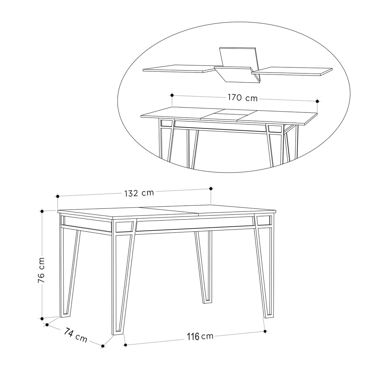 Masă dining extensibilă Pal, Diverse culori, 132x80x76 cm - Stejar | SKU: 855DTE4604 | Masă dining extensibilă Pal, 132x80x76 cm, varianta Stejar, produs pentru amenajarea locuinței, disponibil online în România la CasaMob