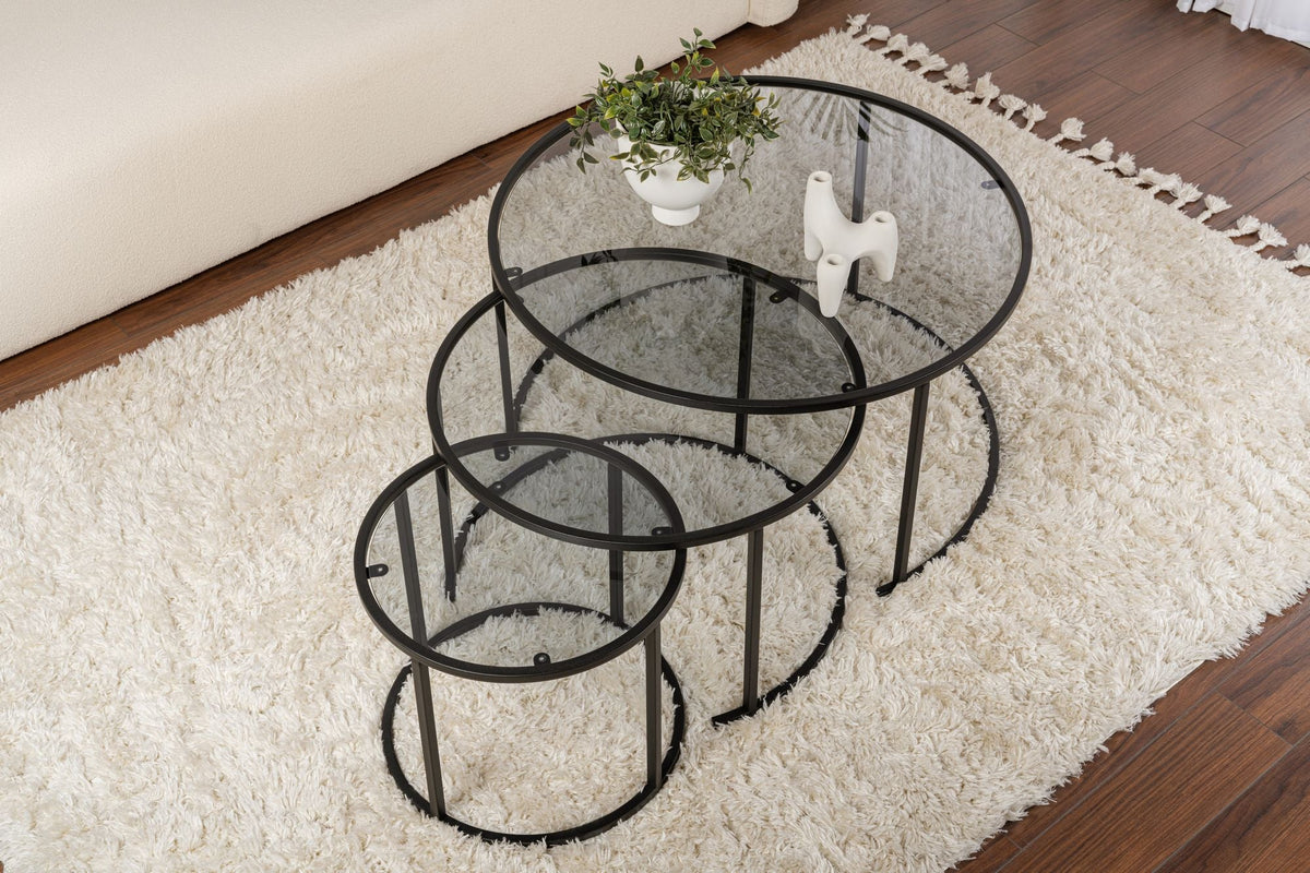 Negru - Gri | SKU: 857NRD1104 | Măsuță de cafea Aurum - 80, 60, 42, 42x42x35 cm, varianta Negru - Gri, produs pentru amenajarea locuinței, disponibil online în România la CasaMob