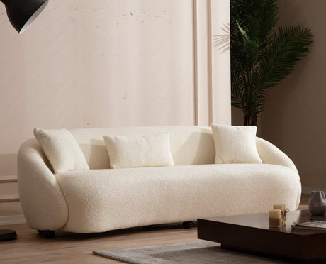 Canapea fixă 3 locuri Napoli Cream Bouclette, Crem, 230x94x75 cm