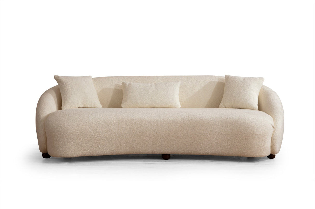 Canapea fixă 3 locuri Napoli Cream Bouclette, Crem, 230x94x75 cm