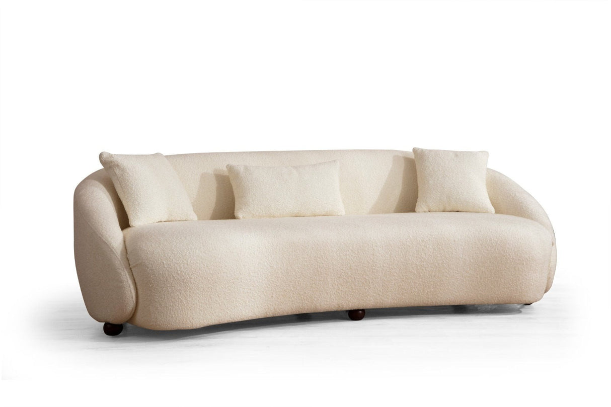 Canapea fixă 3 locuri Napoli Cream Bouclette, Crem, 230x94x75 cm