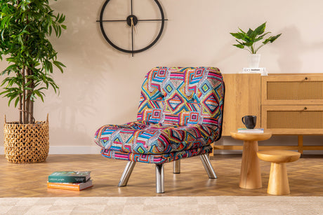 Fotoliu extensibil Misa Small Solo - Patchwork, Multicolor, 70x52x40 cm