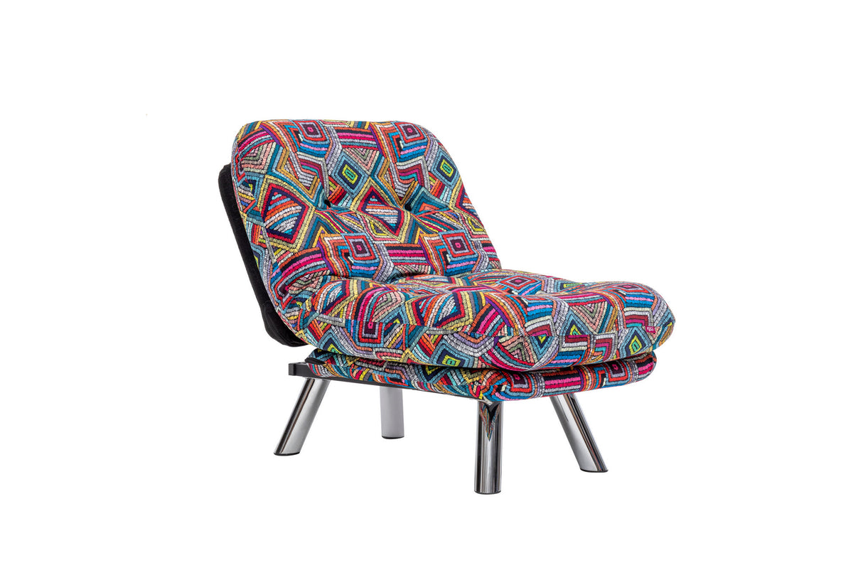 Fotoliu extensibil Misa Small Solo - Patchwork, Multicolor, 70x52x40 cm