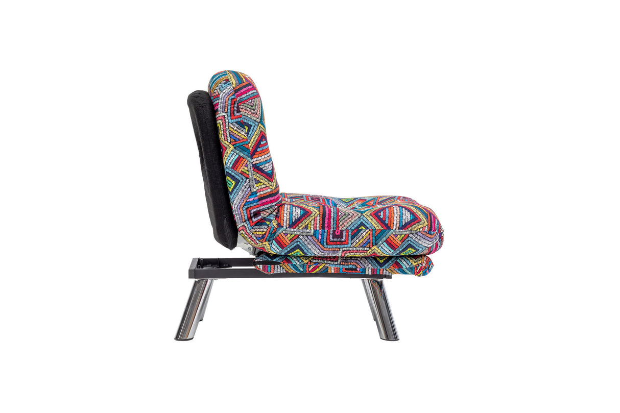 Fotoliu extensibil Misa Small Solo - Patchwork, Multicolor, 70x52x40 cm