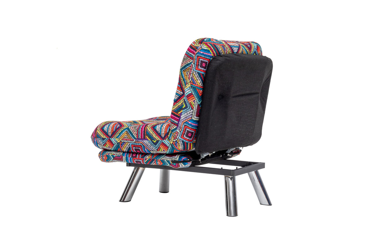Fotoliu extensibil Misa Small Solo - Patchwork, Multicolor, 70x52x40 cm