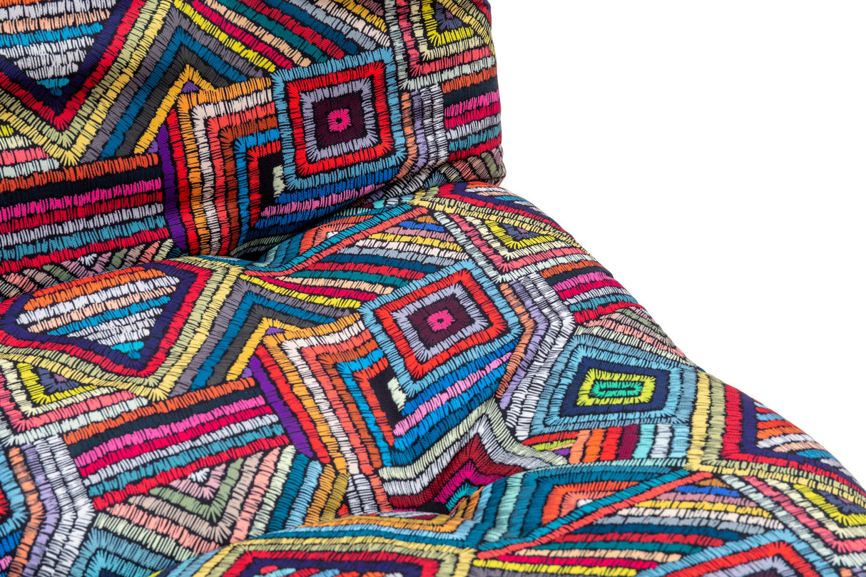 Fotoliu extensibil Misa Small Solo - Patchwork, Multicolor, 70x52x40 cm