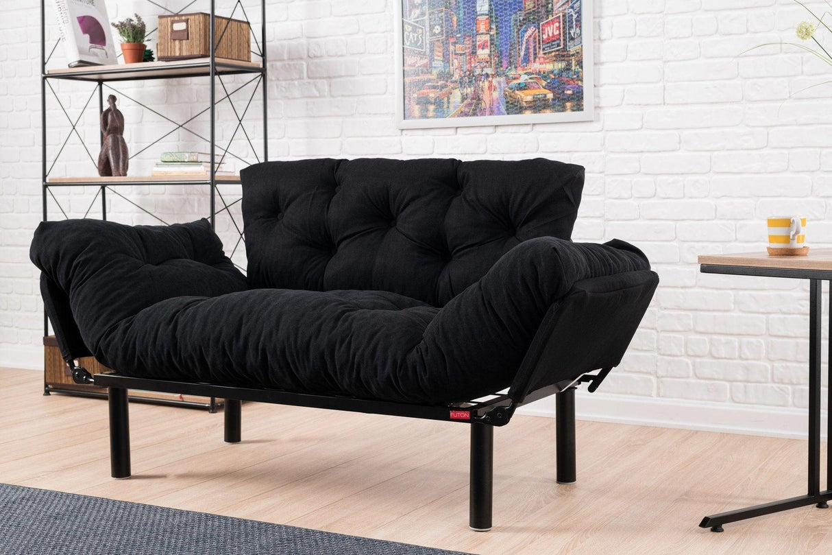 Canapea extensibilă 2 locuri Nitta, Diverse culori, 155x70x85 cm - Negru | SKU: 859FTN1215 | Canapea extensibilă 2 locuri Nitta, 155x70x85 cm, varianta Negru, produs pentru amenajarea locuinței, disponibil online în România la CasaMob