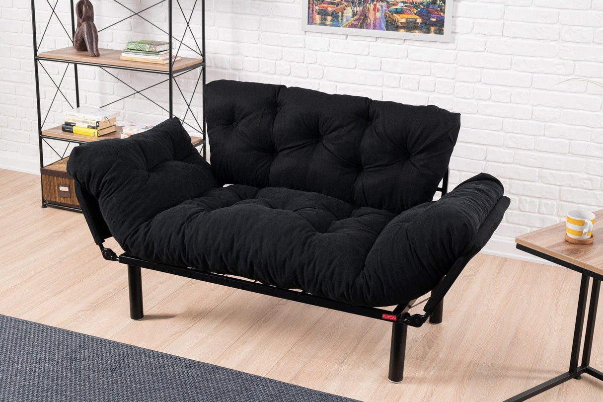 Canapea extensibilă 2 locuri Nitta, Diverse culori, 155x70x85 cm - Negru | SKU: 859FTN1215 | Canapea extensibilă 2 locuri Nitta, 155x70x85 cm, varianta Negru, produs pentru amenajarea locuinței, disponibil online în România la CasaMob