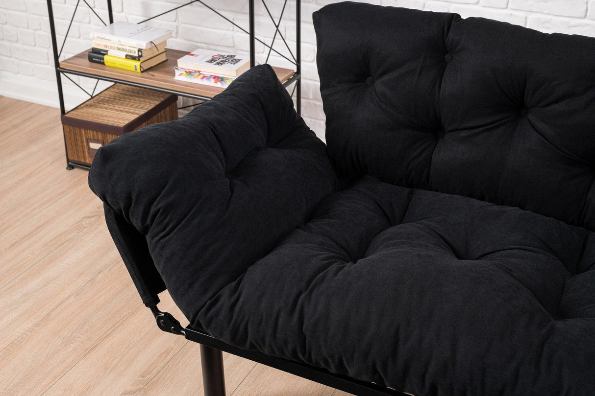 Canapea extensibilă 2 locuri Nitta, Diverse culori, 155x70x85 cm - Negru | SKU: 859FTN1215 | Canapea extensibilă 2 locuri Nitta, 155x70x85 cm, varianta Negru, produs pentru amenajarea locuinței, disponibil online în România la CasaMob