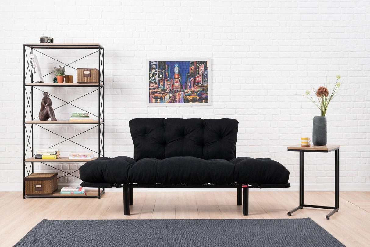 Canapea extensibilă 2 locuri Nitta, Diverse culori, 155x70x85 cm - Negru | SKU: 859FTN1215 | Canapea extensibilă 2 locuri Nitta, 155x70x85 cm, varianta Negru, produs pentru amenajarea locuinței, disponibil online în România la CasaMob